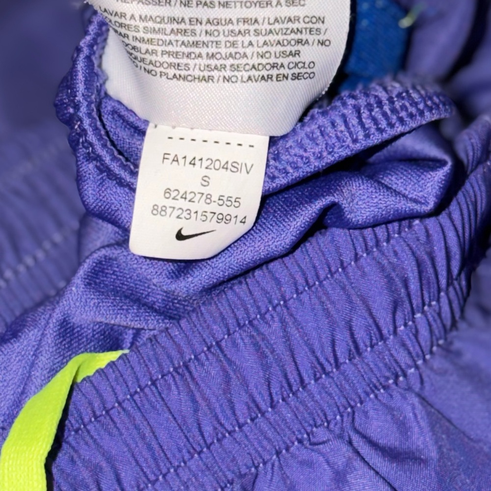 Nike Women’s Purple Athletic Shorts with Neon Yellow Trim - Picture 6 of 7